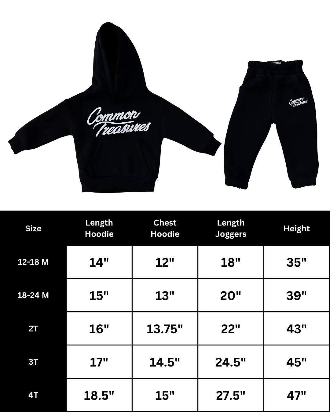 Toddler Hoodie + Jogger (2-Piece) Set - Black