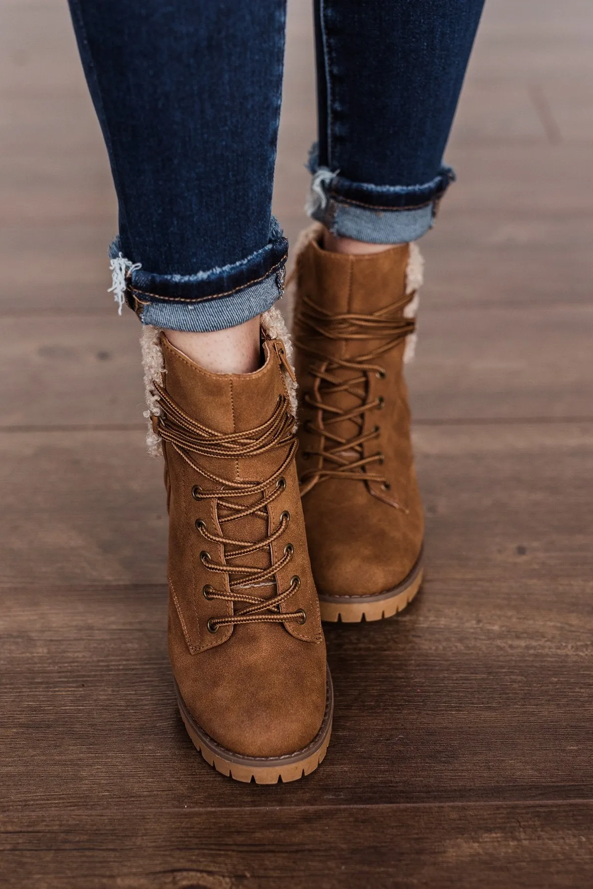 Very G Olivia Lace Up Boot- Tan