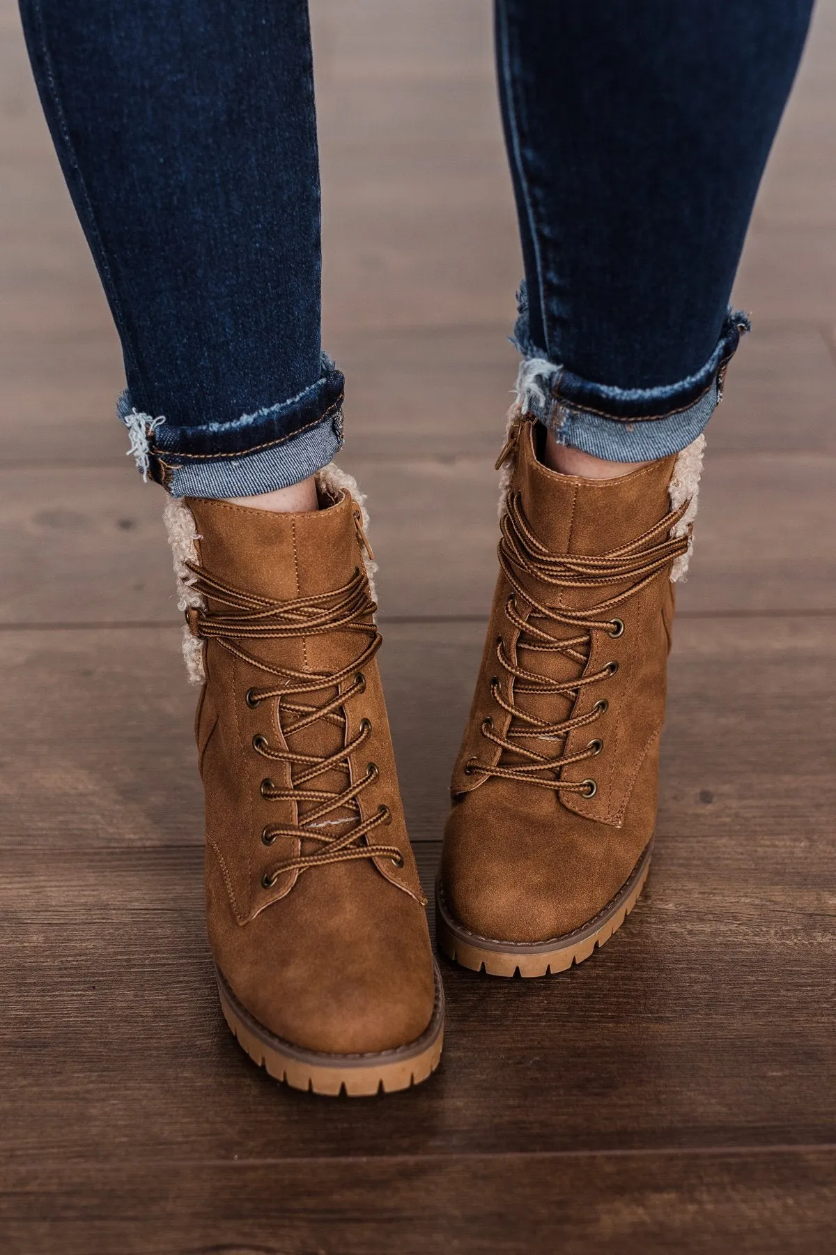 Very G Olivia Lace Up Boot- Tan