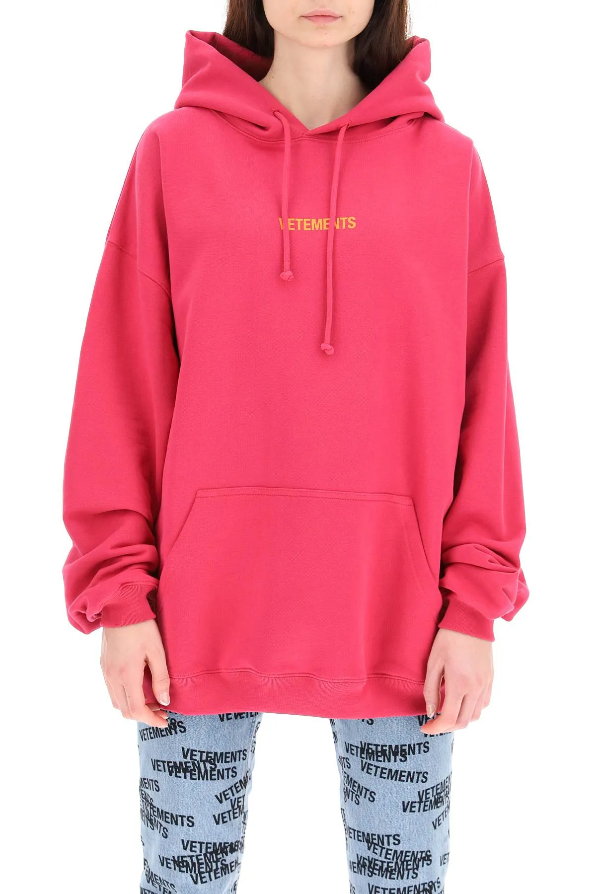 Vetements Logo Printed Drawstring Hoodie