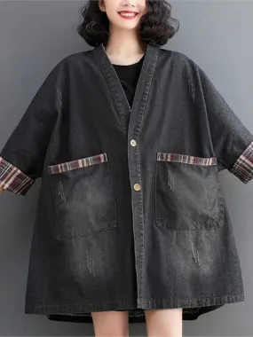 Women's oversized vintage denim coat 2XL S5042771