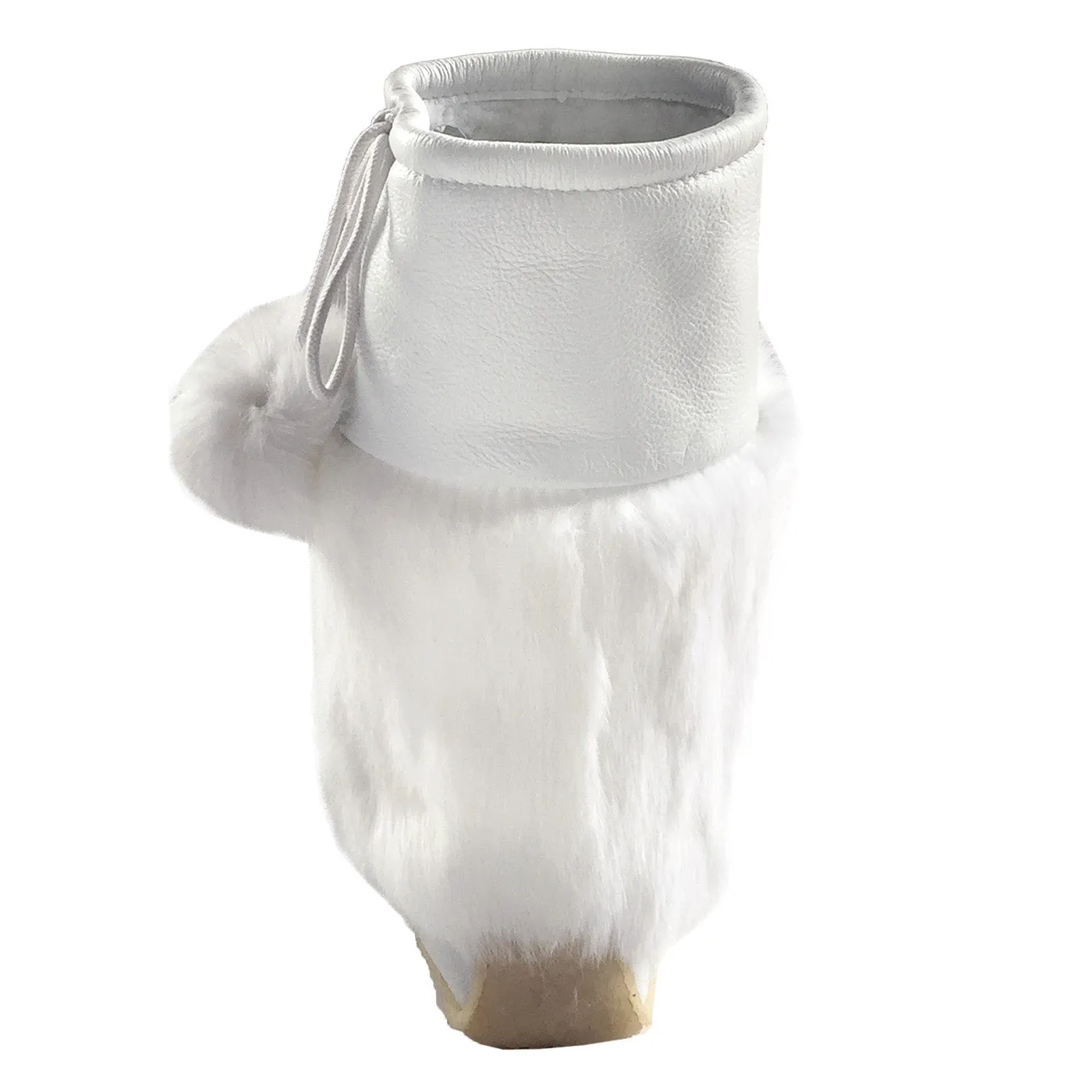 Women's White Mid Calf Rabbit Fur Mukluks